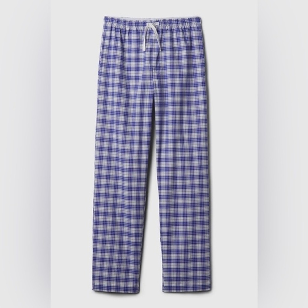 UEC GAP BLUE WHITE PINK PLAID RELAXED PAJAMA PANTS 100% COTTON POCKETS SZ XL